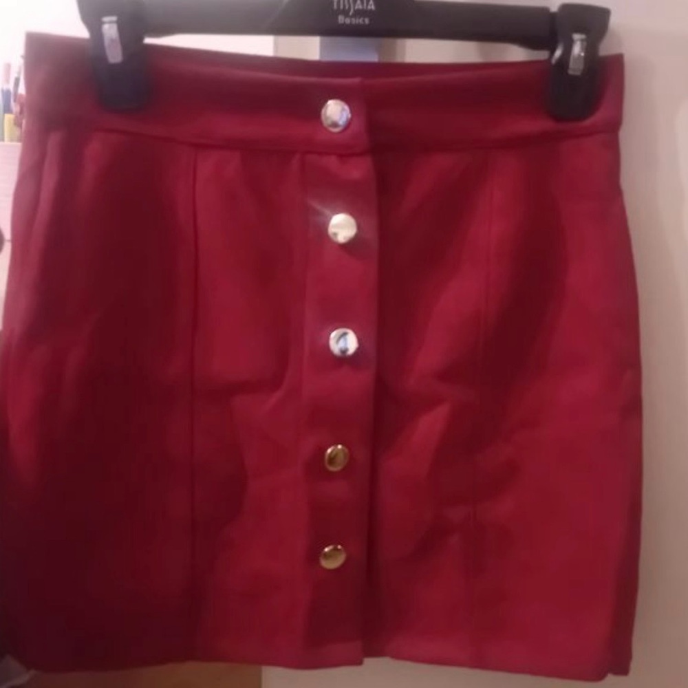 Red Button-Up Skirt
